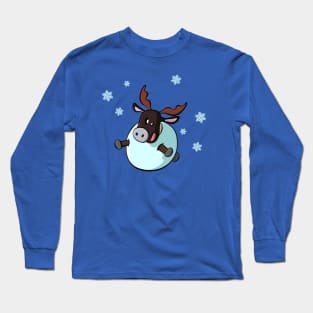 Snowball reindeer with snowflakes Long Sleeve T-Shirt